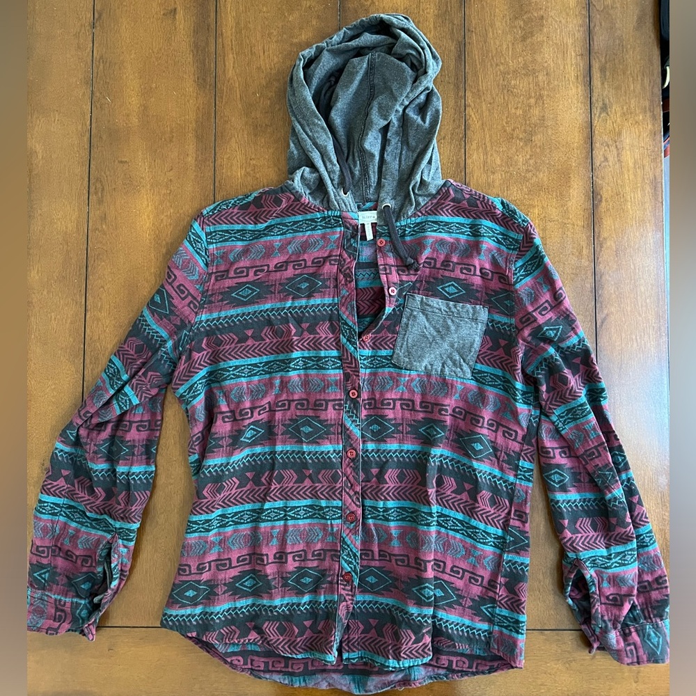 Hooded Cotton Button Up